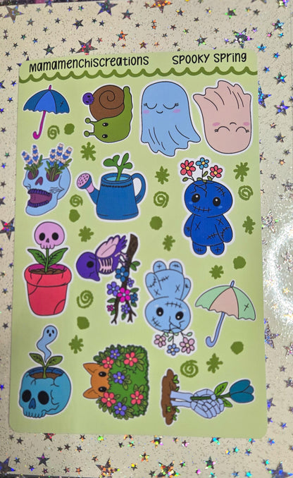 Spooky Spring Spring Vibes Matte Bujo Journal Planner deco Sticker Sheet