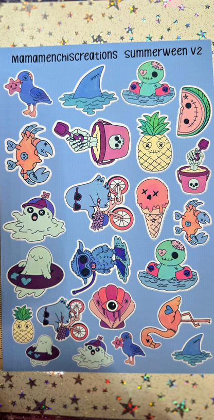 Summerween Creepy Cute V2 Matte Bujo Journal Planner deco Sticker Sheet