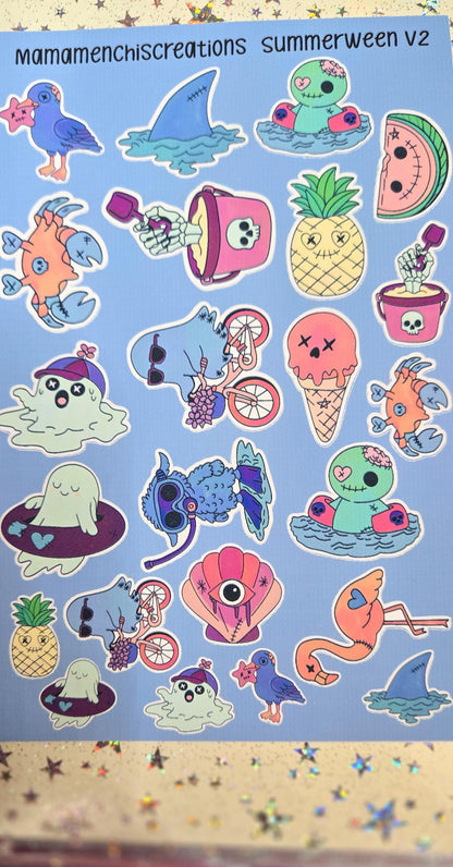 Summerween Creepy Cute V2 Matte Bujo Journal Planner deco Sticker Sheet