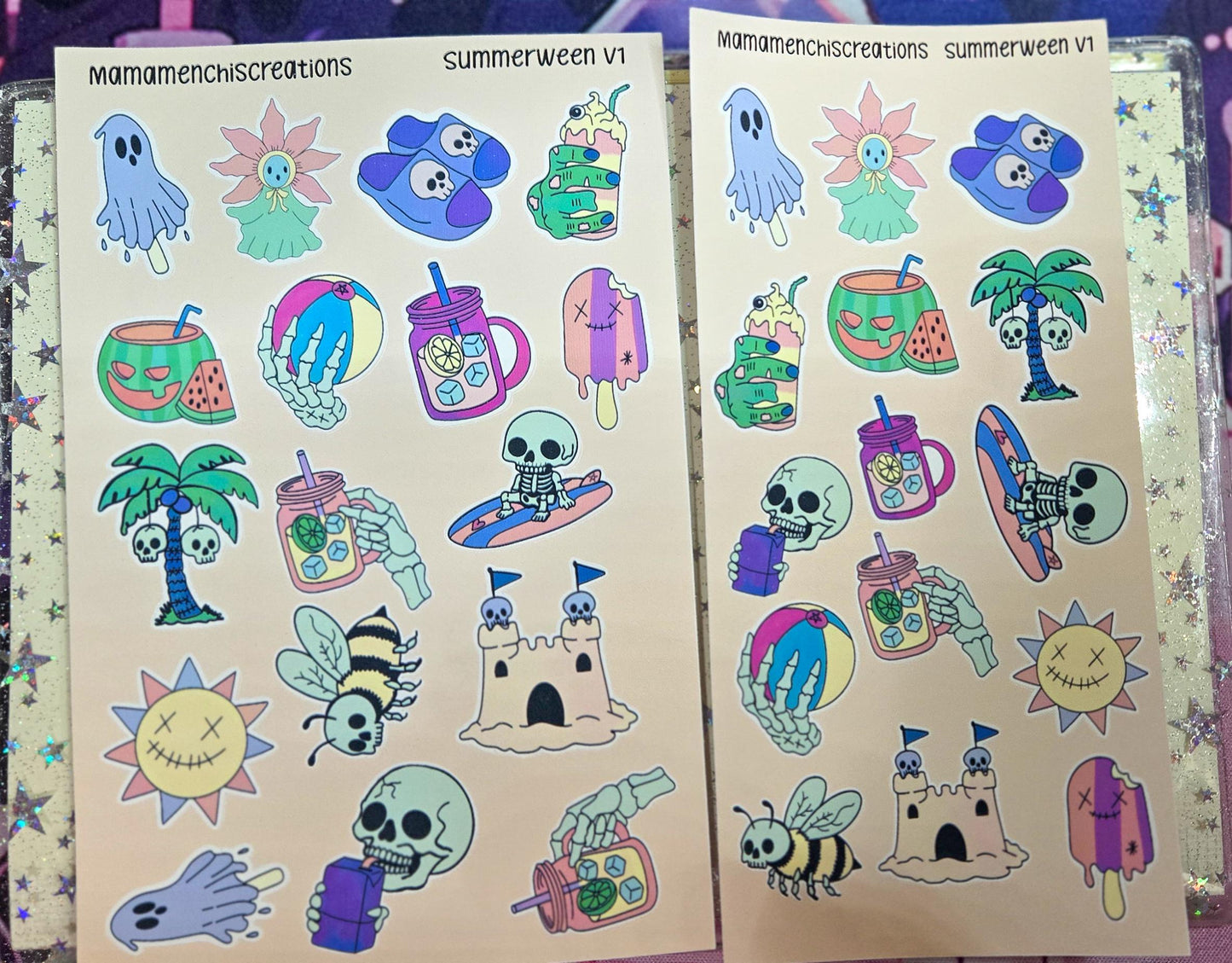 Summerween Creepy Summer Vibes Matte Bujo Journal Planner deco Sticker Sheet
