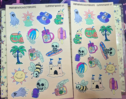 Summerween Creepy Summer Vibes Matte Bujo Journal Planner deco Sticker Sheet