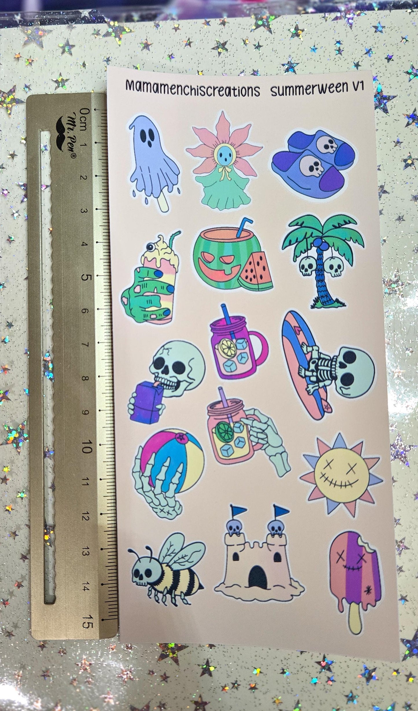 Summerween Creepy Summer Vibes Matte Bujo Journal Planner deco Sticker Sheet