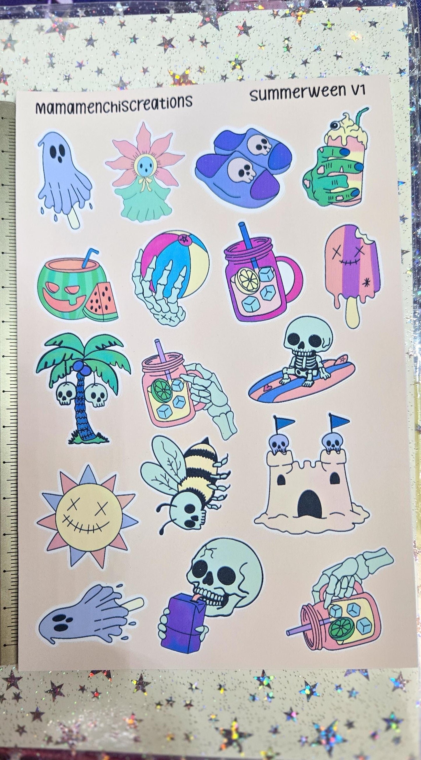 Summerween Creepy Summer Vibes Matte Bujo Journal Planner deco Sticker Sheet