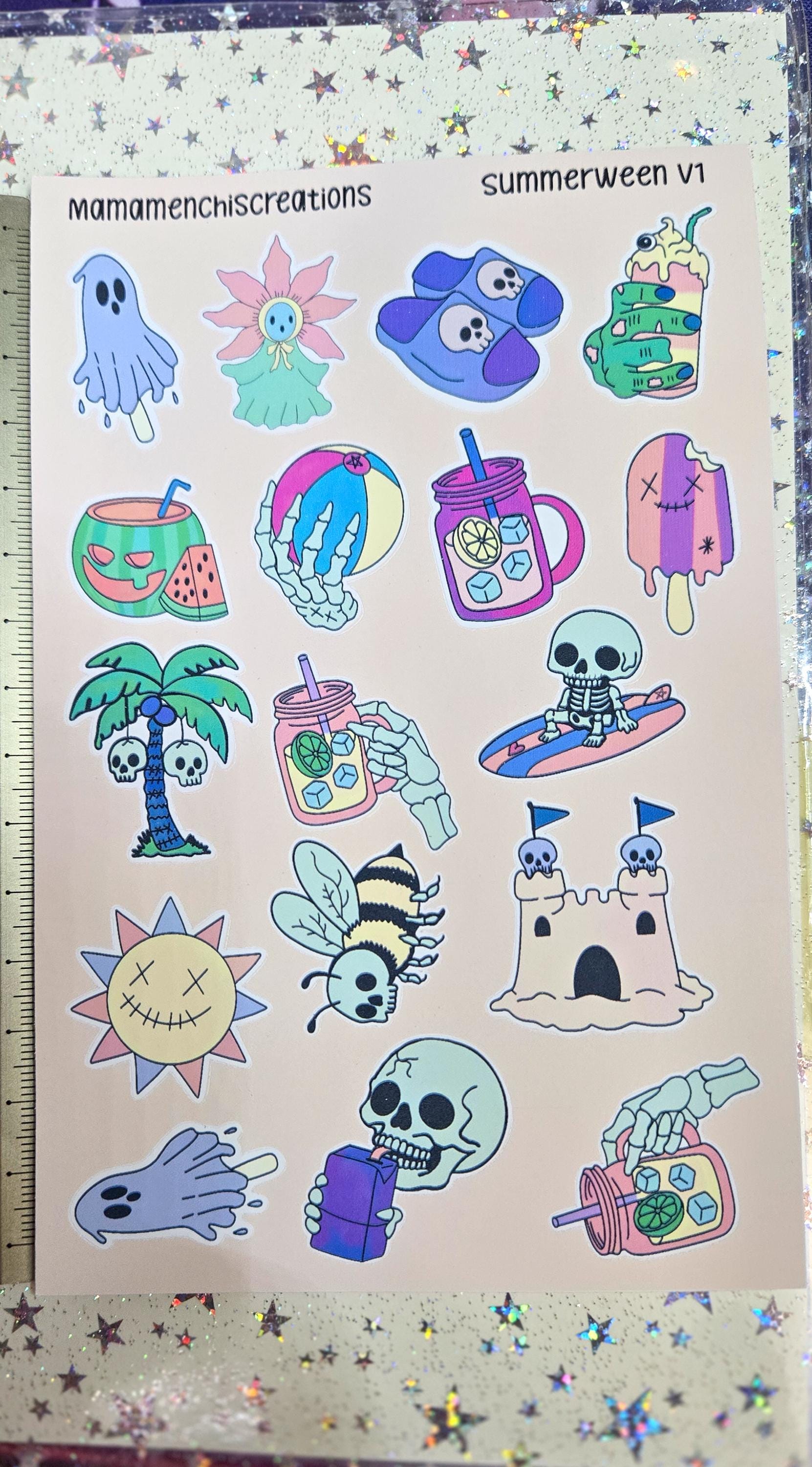 Summerween Creepy Summer Vibes Matte Bujo Journal Planner deco Sticker Sheet