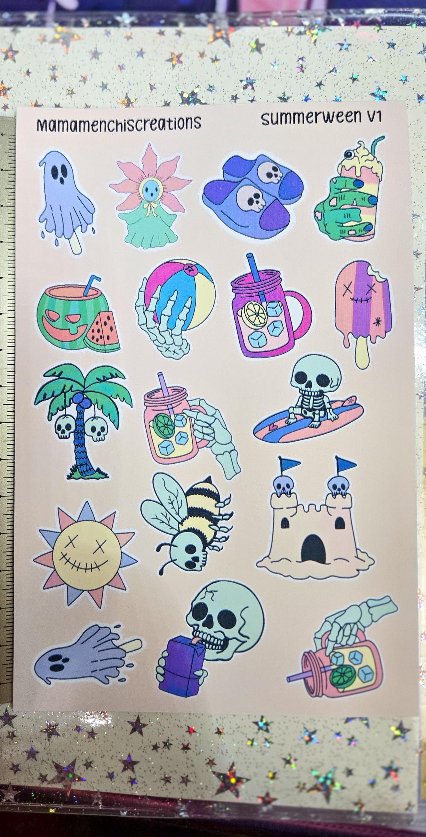 Summerween Creepy Summer Vibes Matte Bujo Journal Planner deco Sticker Sheet