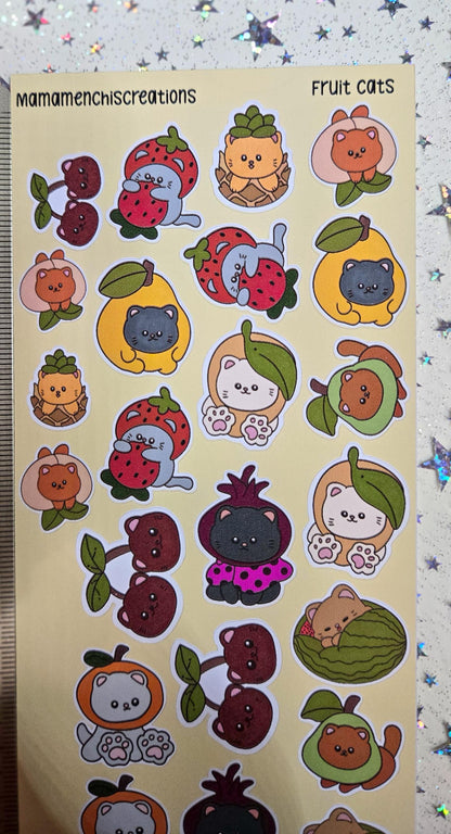 Fruit Cats Cats in Fruits Matte Bujo Journal Planner deco Sticker Sheet