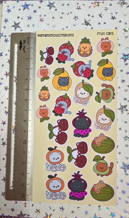 Fruit Cats Cats in Fruits Matte Bujo Journal Planner deco Sticker Sheet