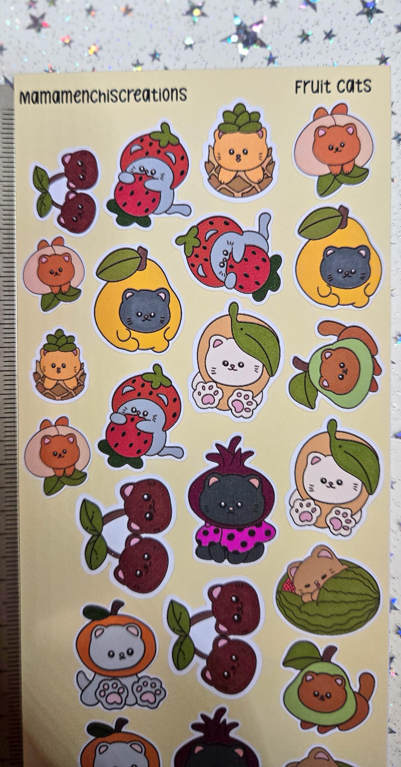 Fruit Cats Cats in Fruits Matte Bujo Journal Planner deco Sticker Sheet
