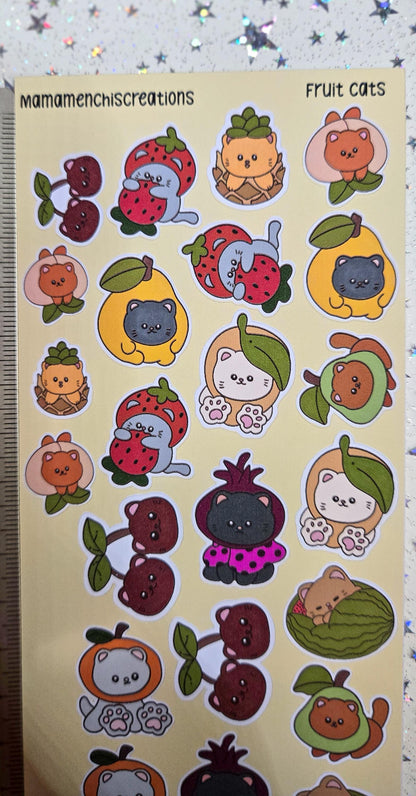Fruit Cats Cats in Fruits Matte Bujo Journal Planner deco Sticker Sheet