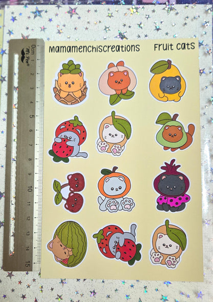Fruit Cats Cats in Fruits Matte Bujo Journal Planner deco Sticker Sheet
