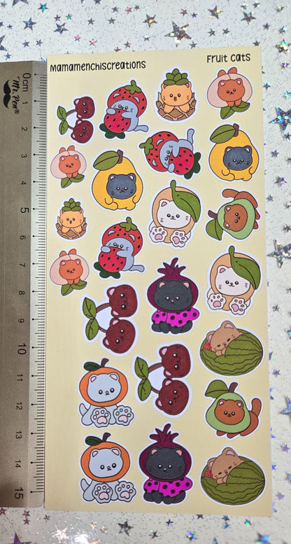 Fruit Cats Cats in Fruits Matte Bujo Journal Planner deco Sticker Sheet