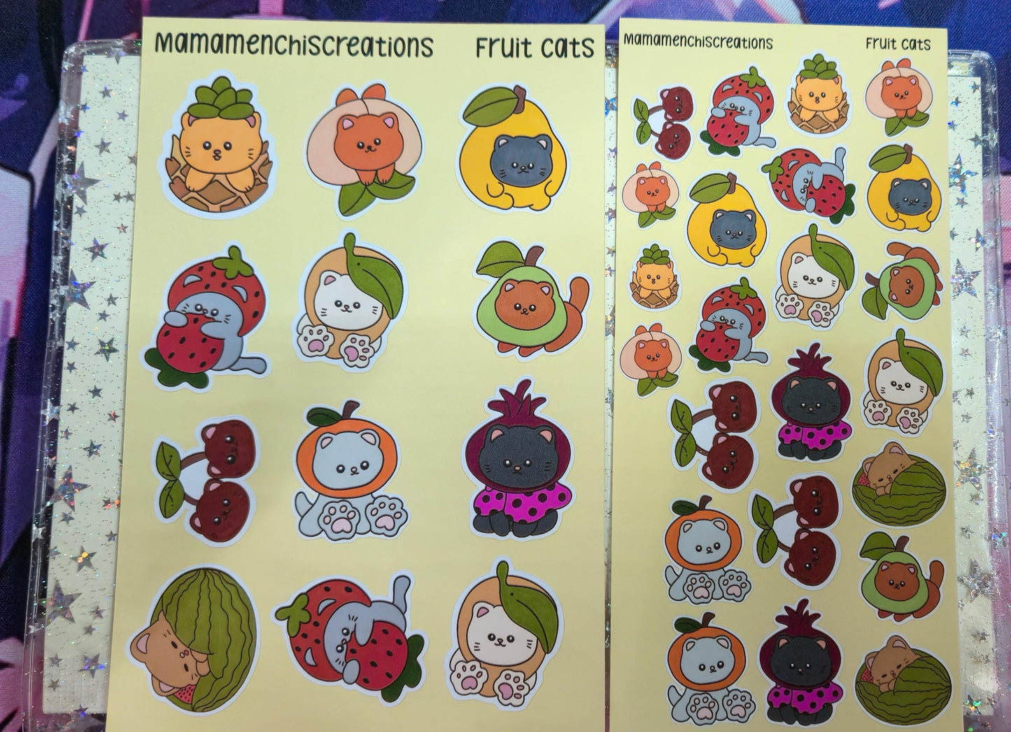 Fruit Cats Cats in Fruits Matte Bujo Journal Planner deco Sticker Sheet