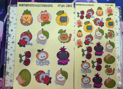 Fruit Cats Cats in Fruits Matte Bujo Journal Planner deco Sticker Sheet