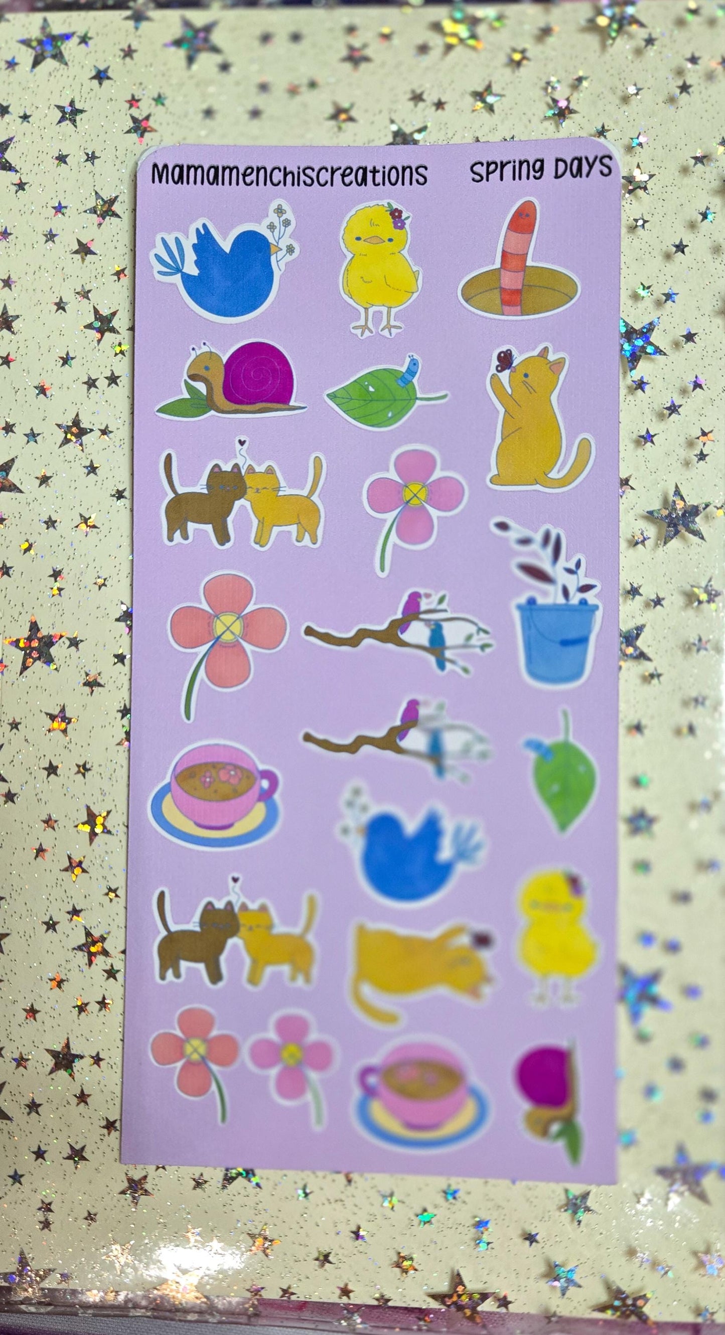Cute Spring Vibes Matte Bujo Journal Planner deco Sticker Sheet