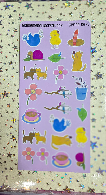 Cute Spring Vibes Matte Bujo Journal Planner deco Sticker Sheet