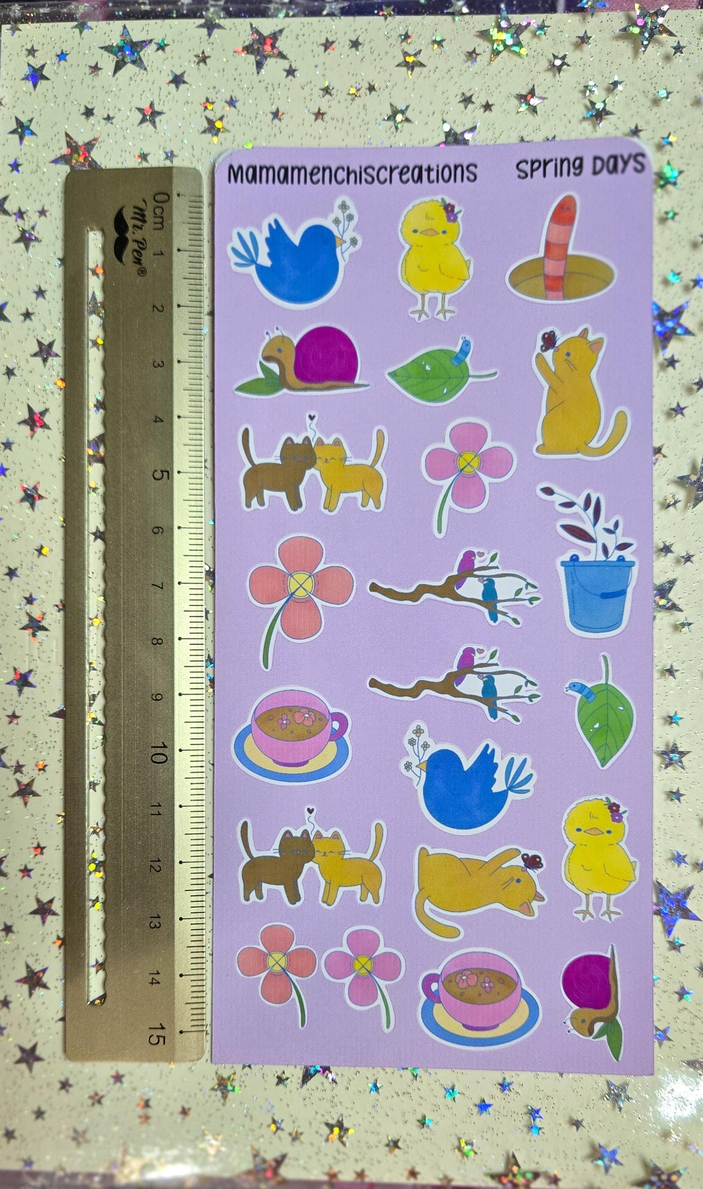Cute Spring Vibes Matte Bujo Journal Planner deco Sticker Sheet