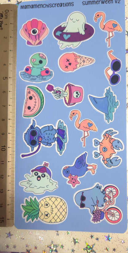 Summerween Creepy Cute V2 Matte Bujo Journal Planner deco Sticker Sheet
