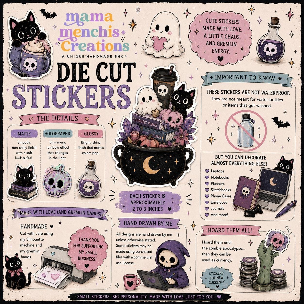 Trigger Warning Bookish Glossy Die Cut Bujo Journal Planner Sticker