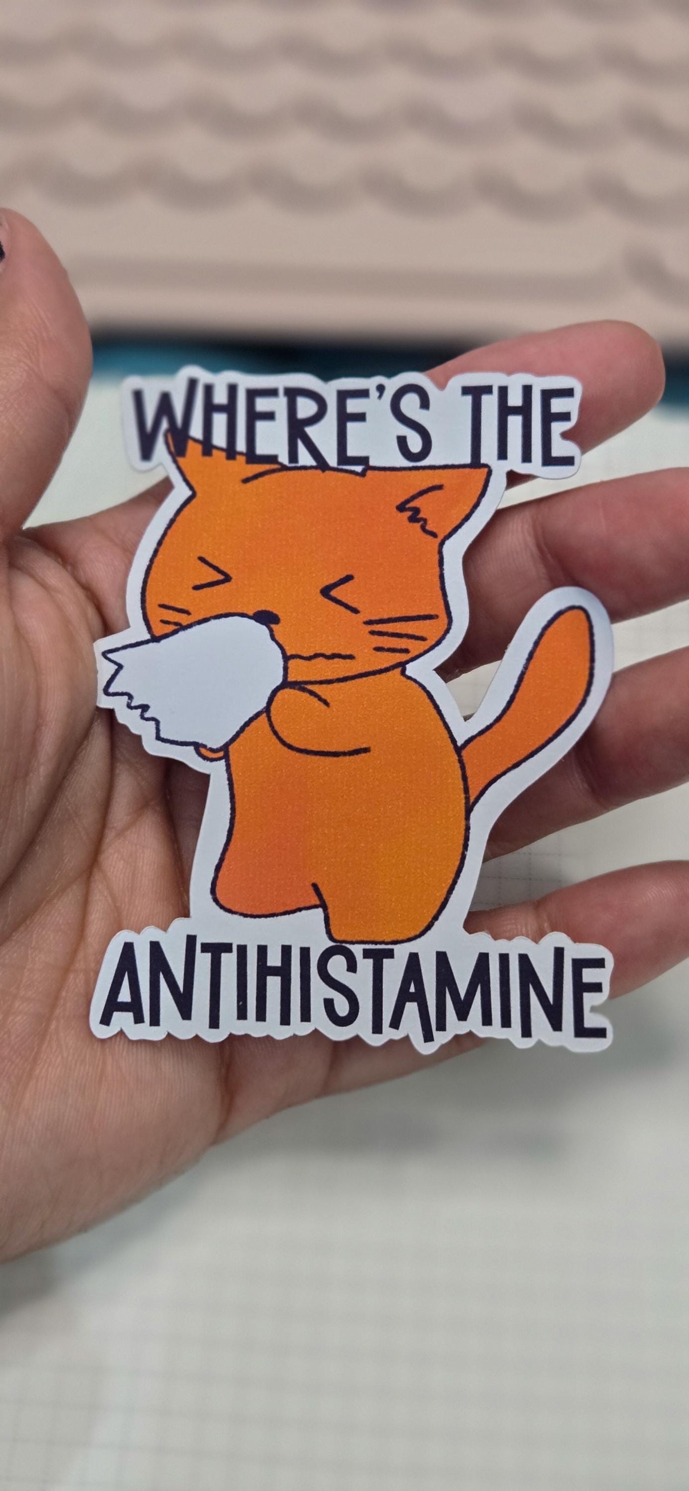 Antihistamine Cat Allergies Matte Die Cut Bujo Journal Planner Laptop Sticker