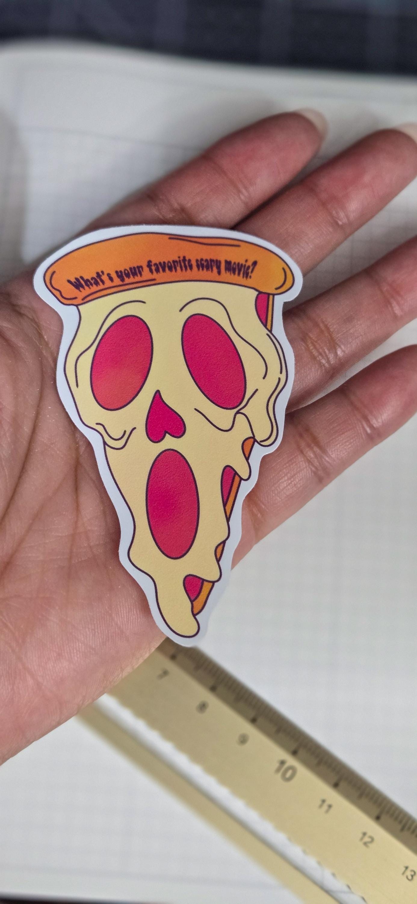 Ghost Face Pizza Face Glossy Die Cut Bujo Journal Planner Sticker