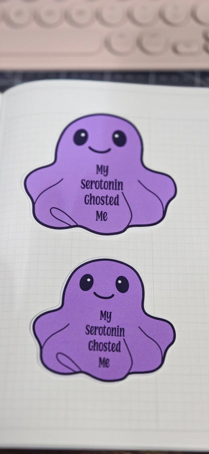 Serotonin Ghost Glossy Sticker - Mental Health Humor