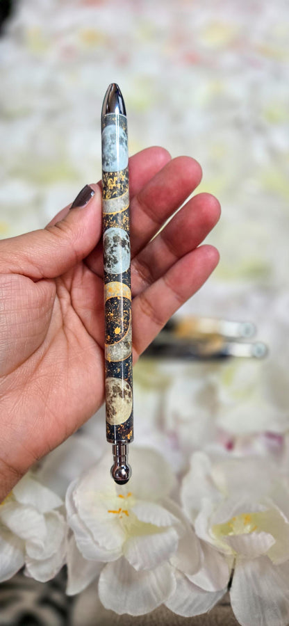 Celestial Moon Phase Refillable Retractable Gel Pen