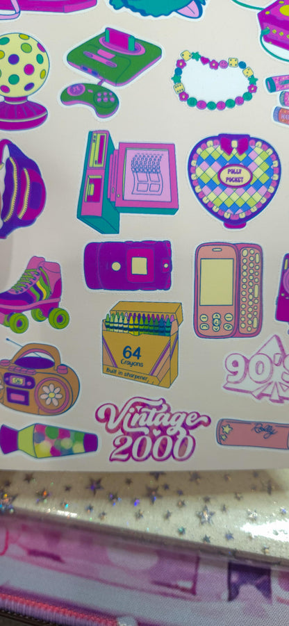 90's Baby Nostalgia Vibes Matte Bujo Journal Planner deco Sticker Sheet