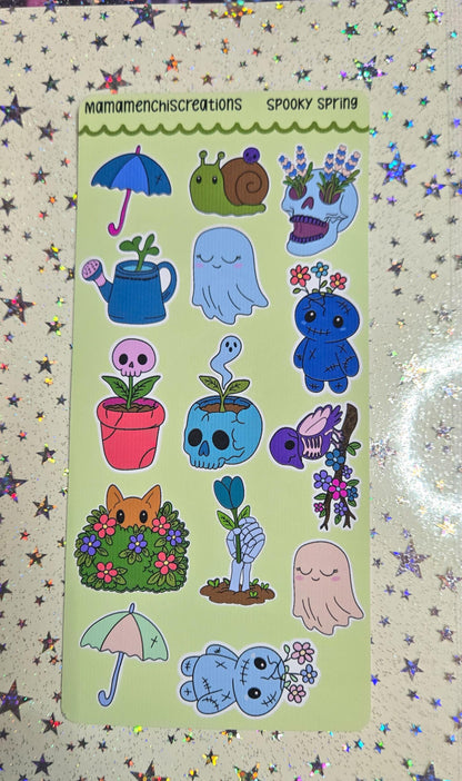 Spooky Spring Spring Vibes Matte Bujo Journal Planner deco Sticker Sheet
