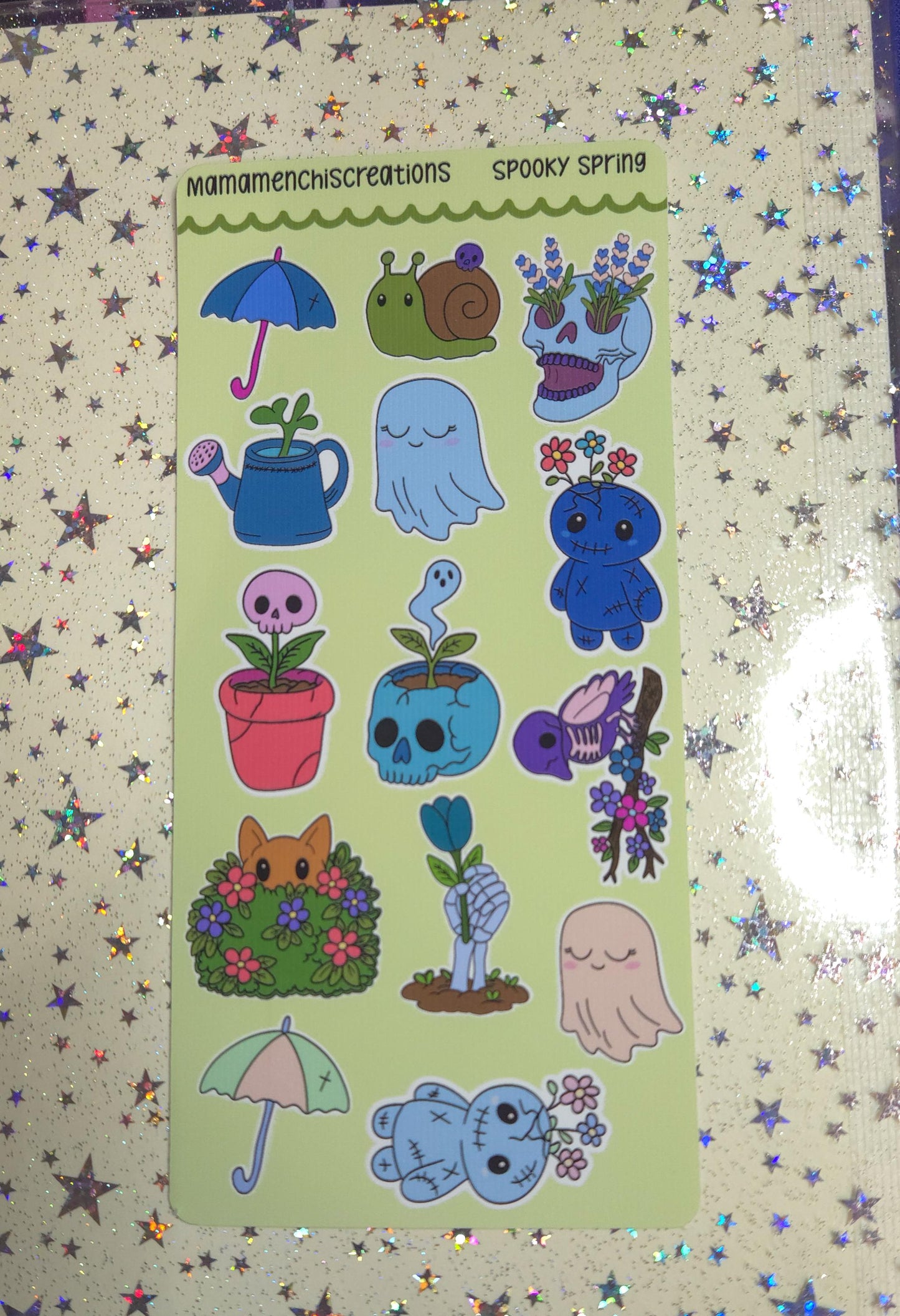 Spooky Spring Spring Vibes Matte Bujo Journal Planner deco Sticker Sheet