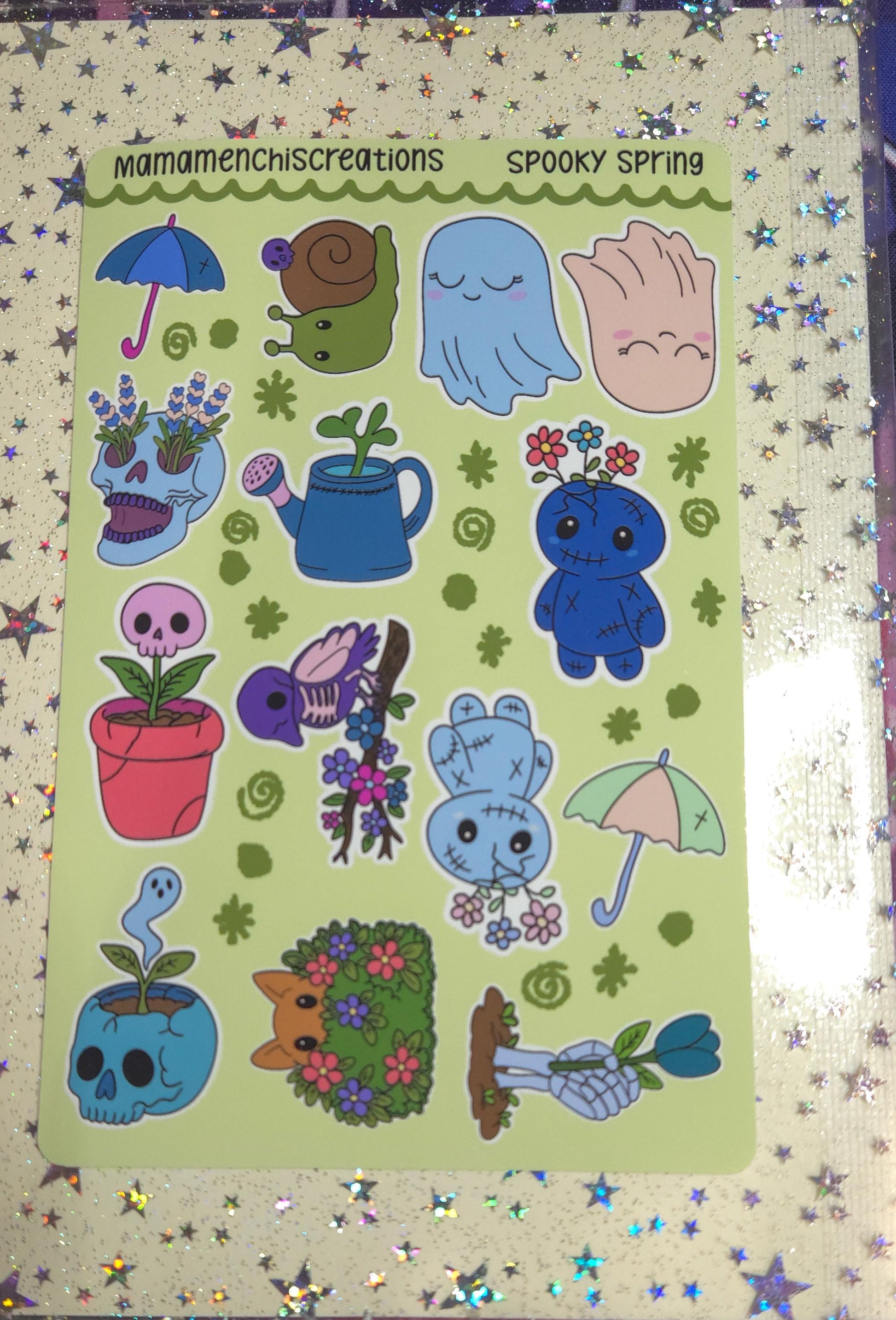 Spooky Spring Spring Vibes Matte Bujo Journal Planner deco Sticker Sheet