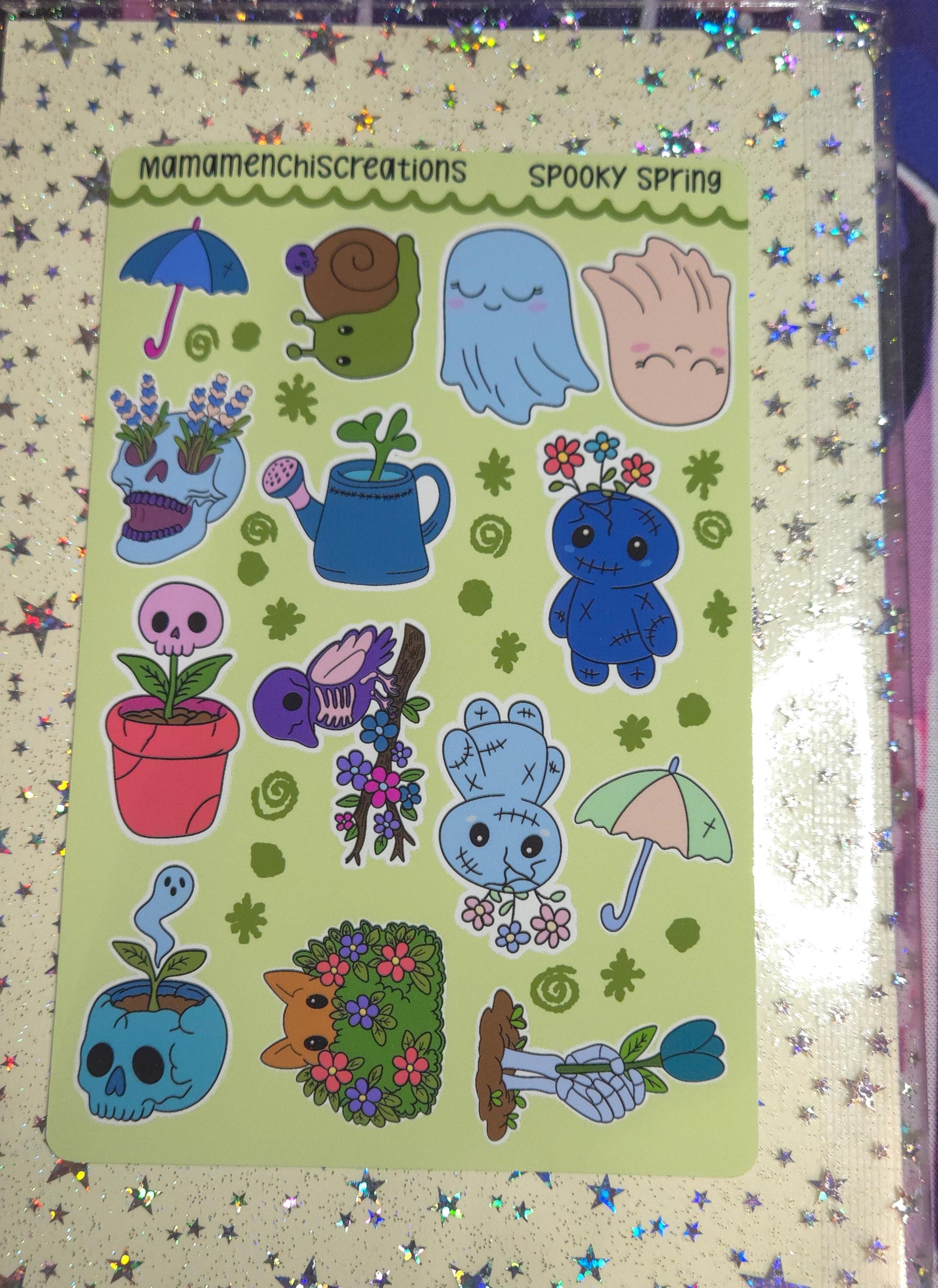 Spooky Spring Spring Vibes Matte Bujo Journal Planner deco Sticker Sheet