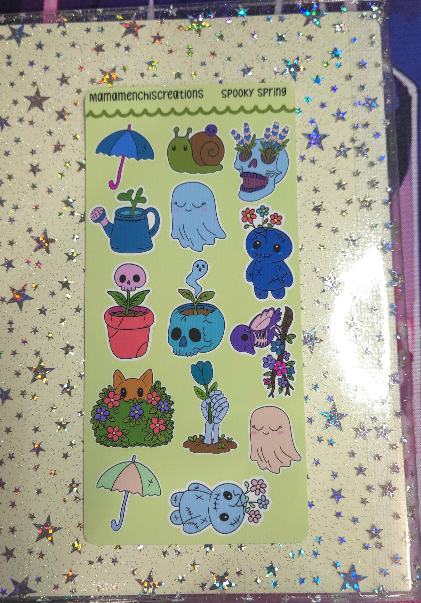 Spooky Spring Spring Vibes Matte Bujo Journal Planner deco Sticker Sheet