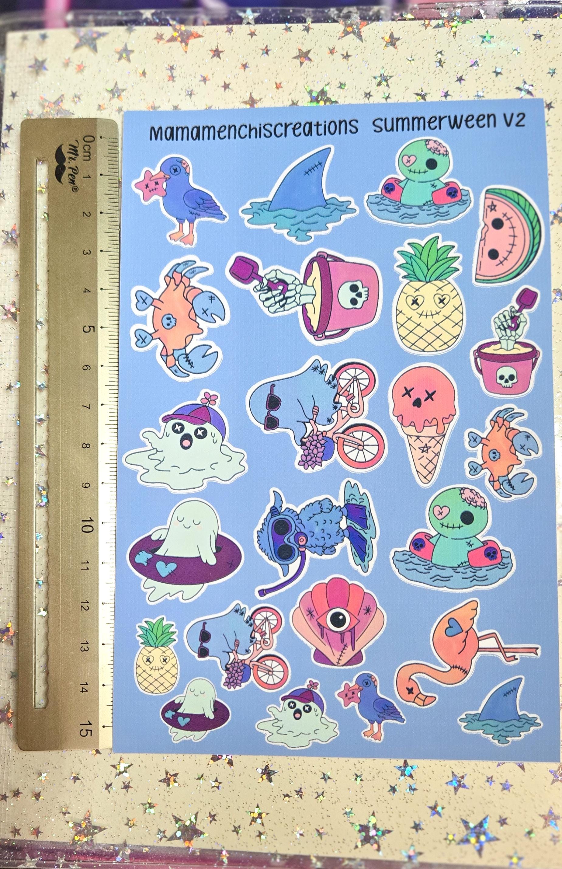 Summerween Creepy Cute V2 Matte Bujo Journal Planner deco Sticker Sheet