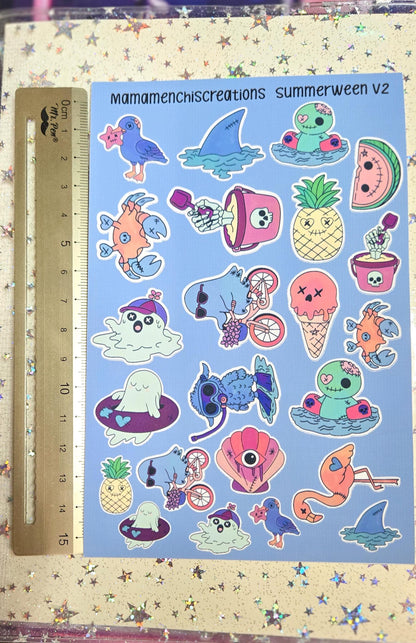 Summerween Creepy Cute V2 Matte Bujo Journal Planner deco Sticker Sheet