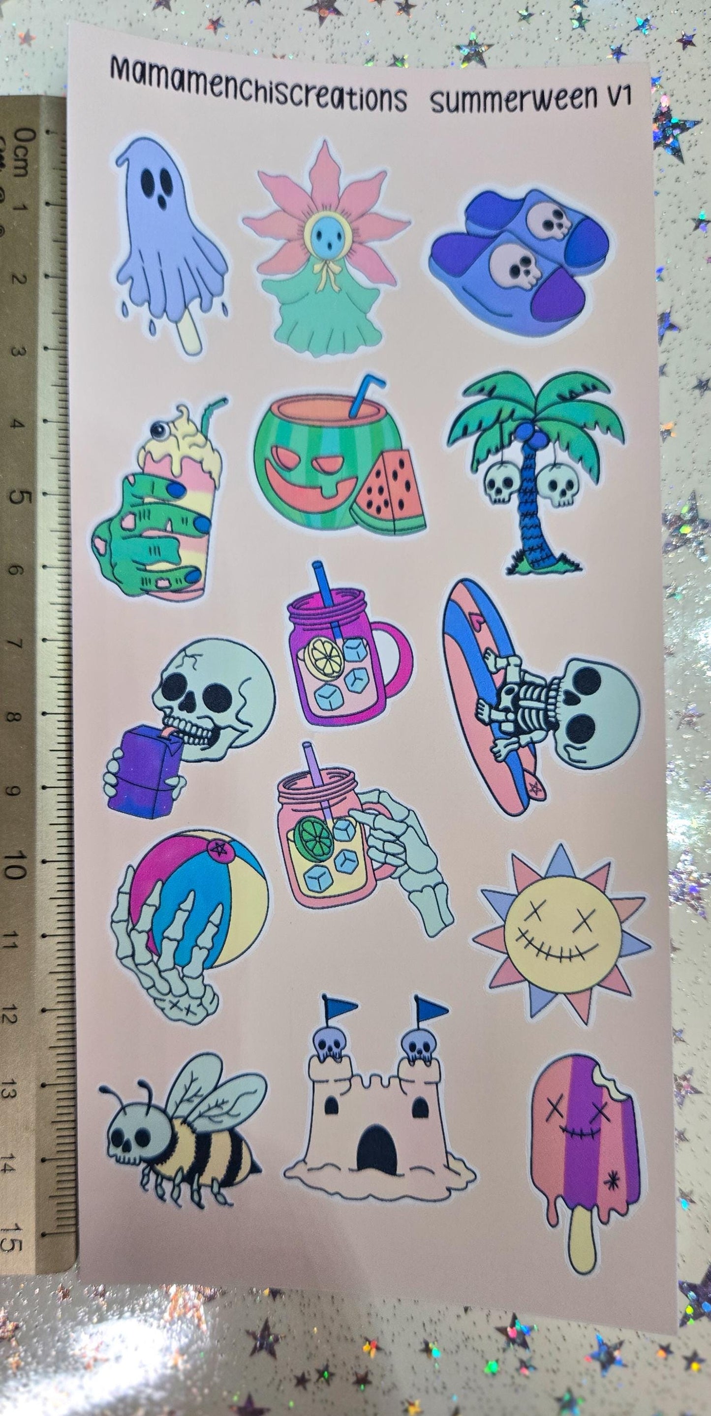 Summerween Creepy Summer Vibes Matte Bujo Journal Planner deco Sticker Sheet