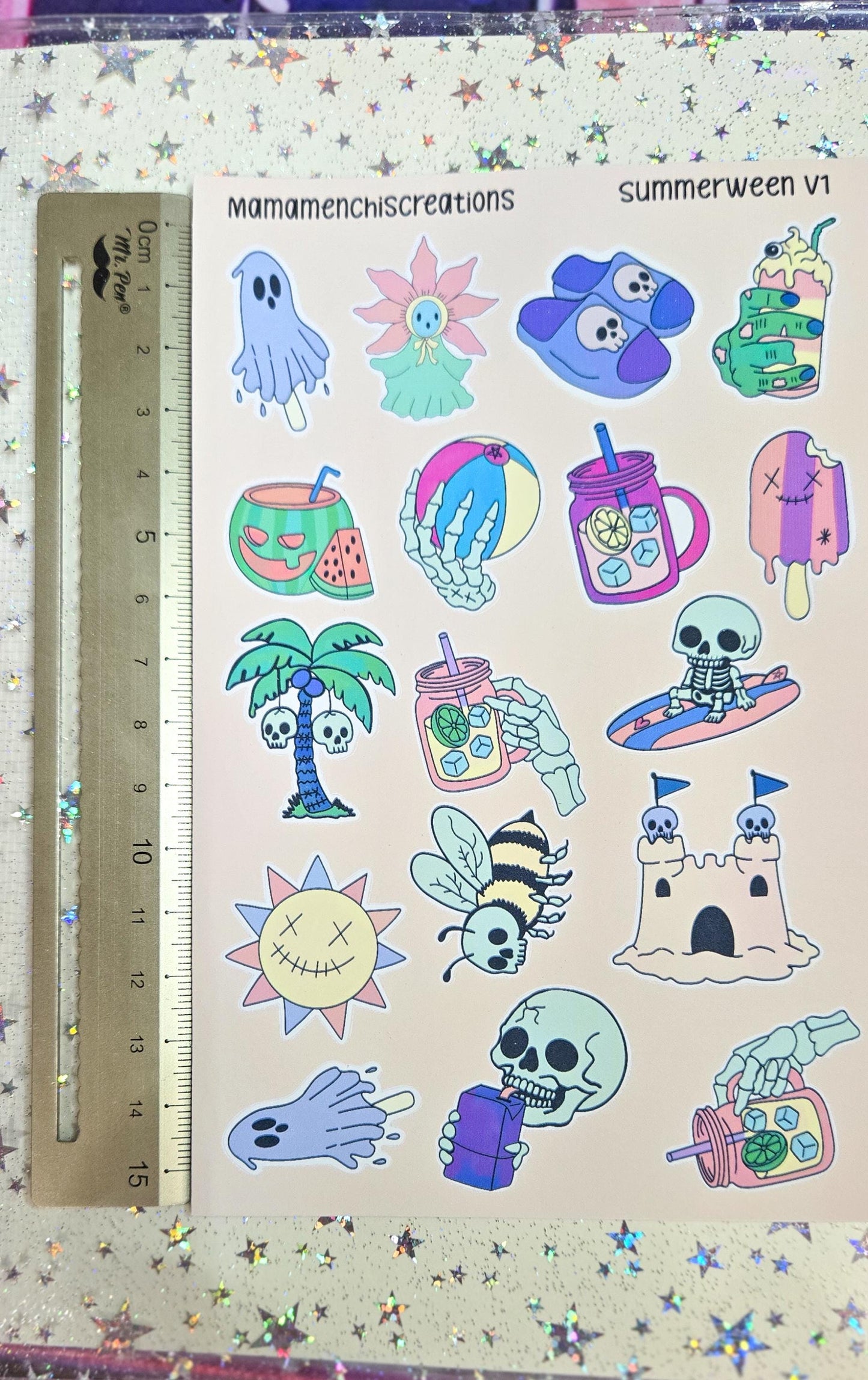 Summerween Creepy Summer Vibes Matte Bujo Journal Planner deco Sticker Sheet
