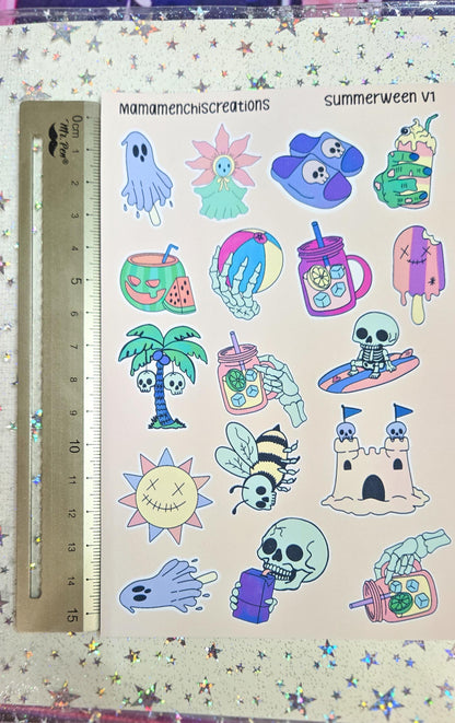 Summerween Creepy Summer Vibes Matte Bujo Journal Planner deco Sticker Sheet