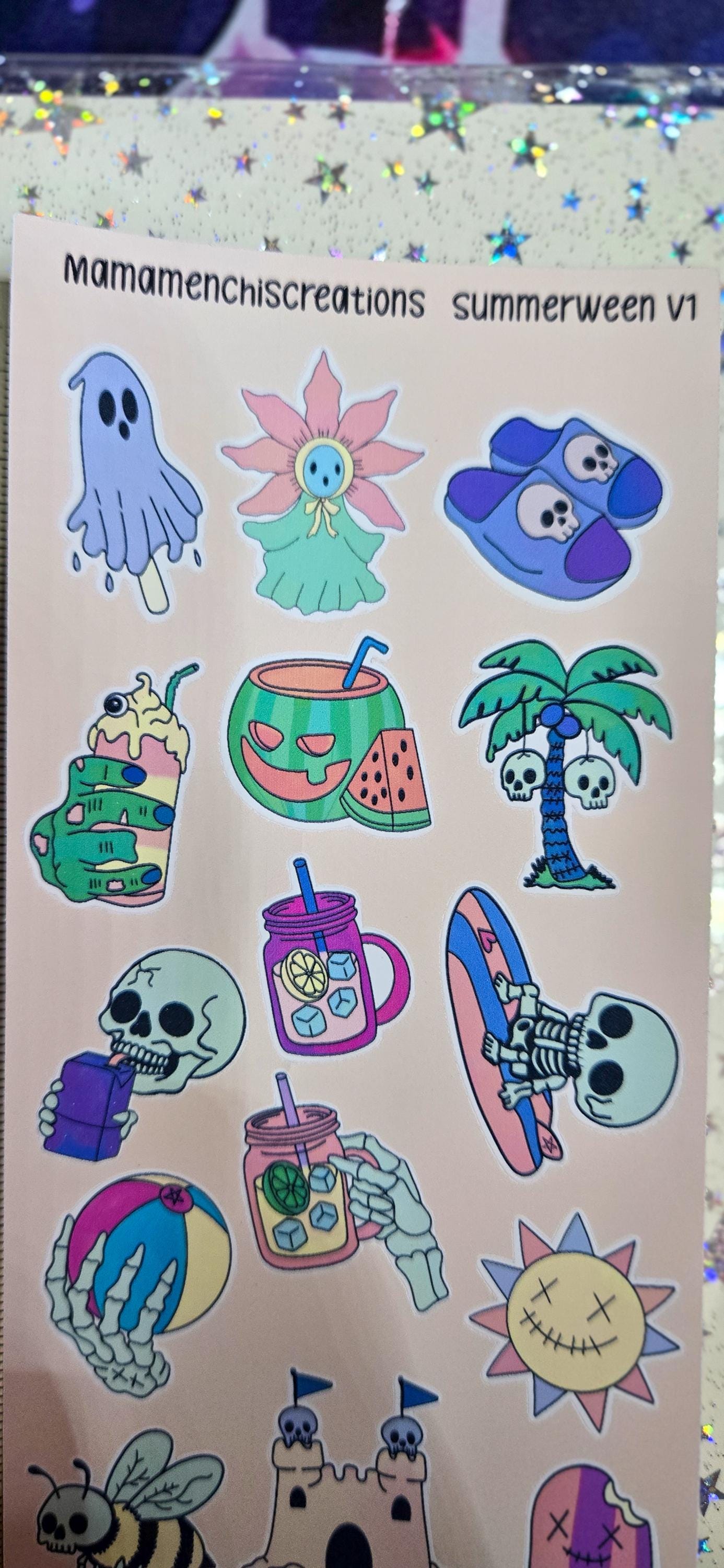 Summerween Creepy Summer Vibes Matte Bujo Journal Planner deco Sticker Sheet