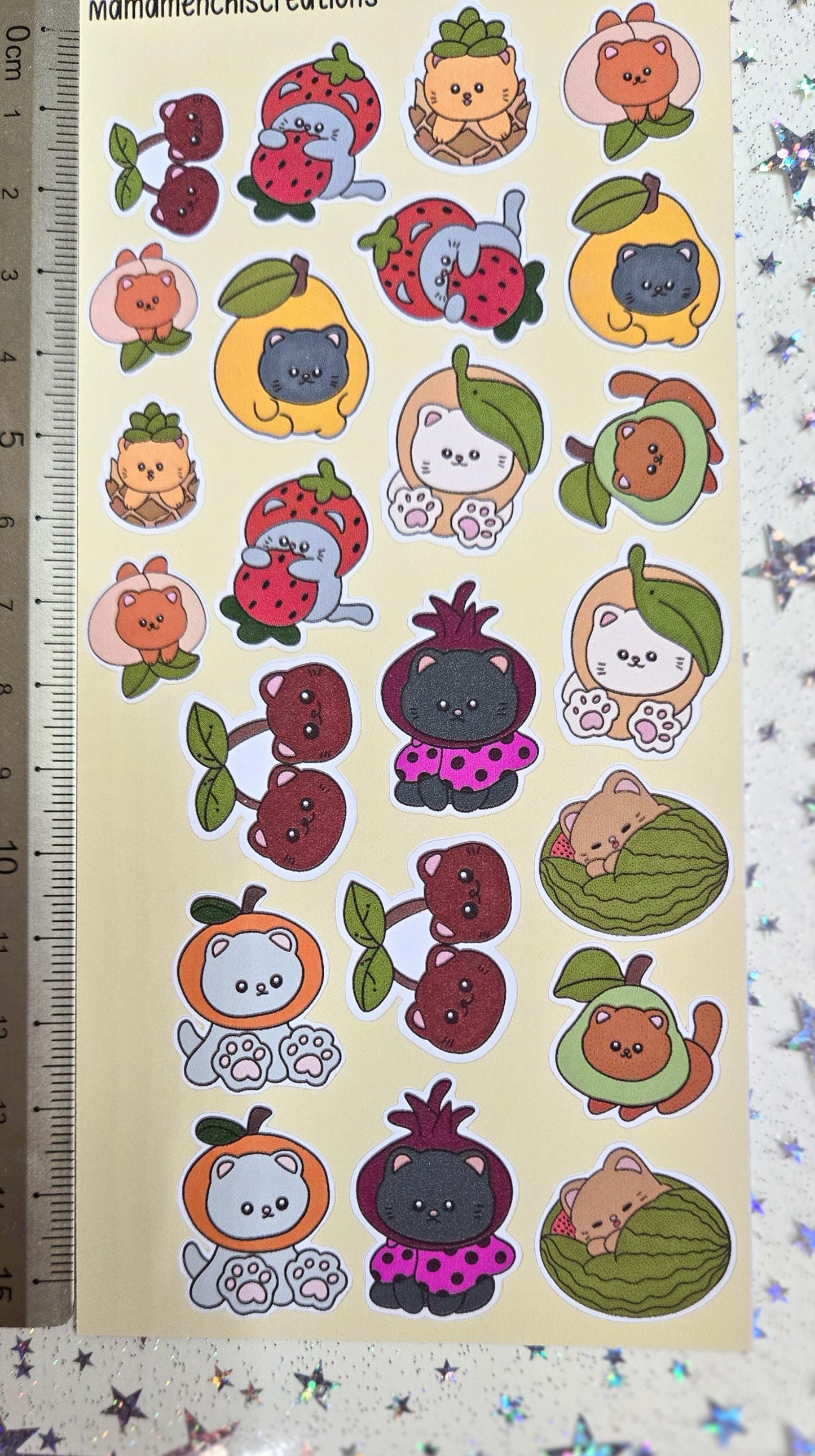 Fruit Cats Cats in Fruits Matte Bujo Journal Planner deco Sticker Sheet