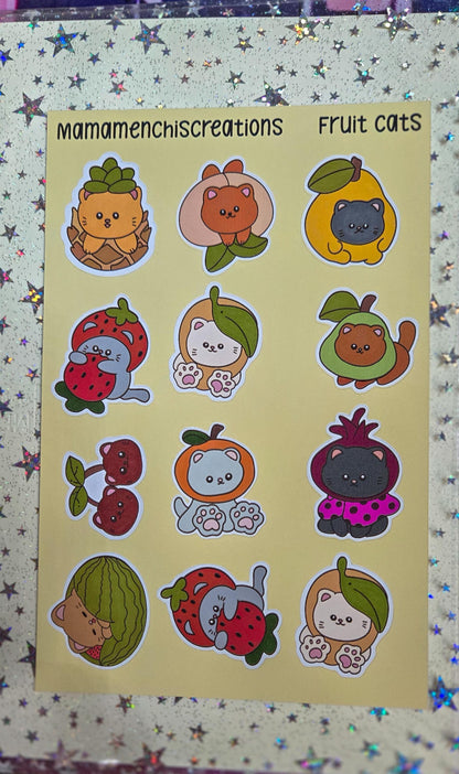 Fruit Cats Cats in Fruits Matte Bujo Journal Planner deco Sticker Sheet