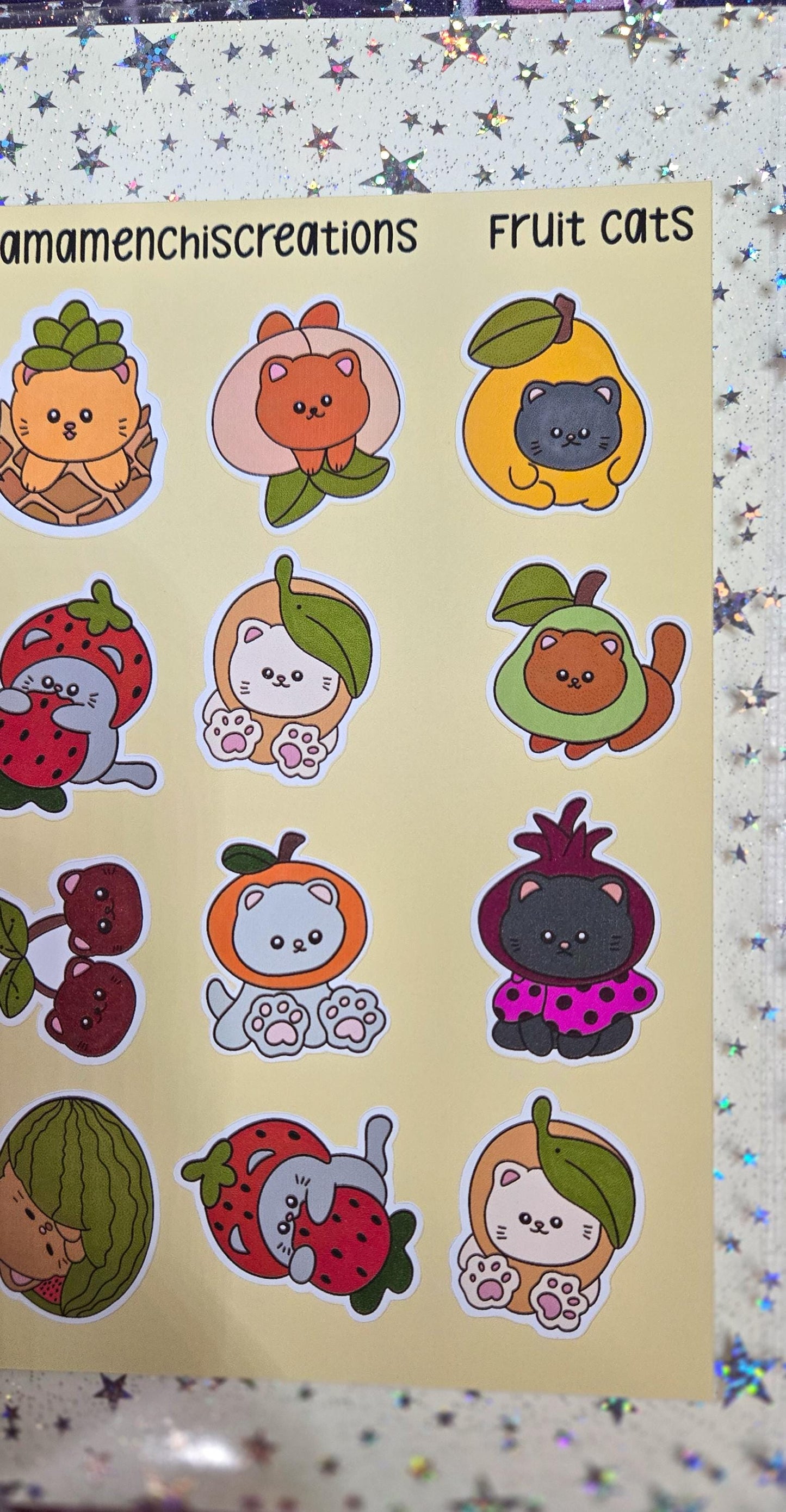 Fruit Cats Cats in Fruits Matte Bujo Journal Planner deco Sticker Sheet