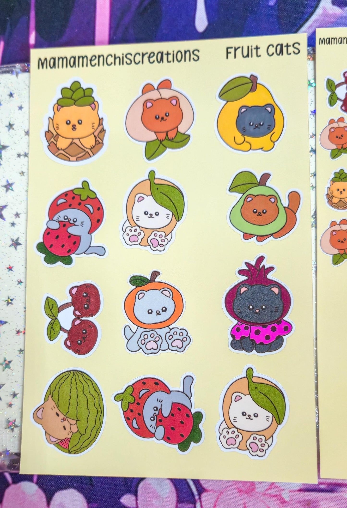 Fruit Cats Cats in Fruits Matte Bujo Journal Planner deco Sticker Sheet