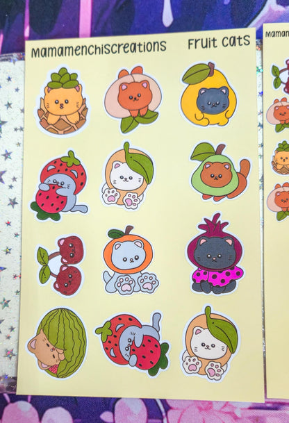 Fruit Cats Cats in Fruits Matte Bujo Journal Planner deco Sticker Sheet