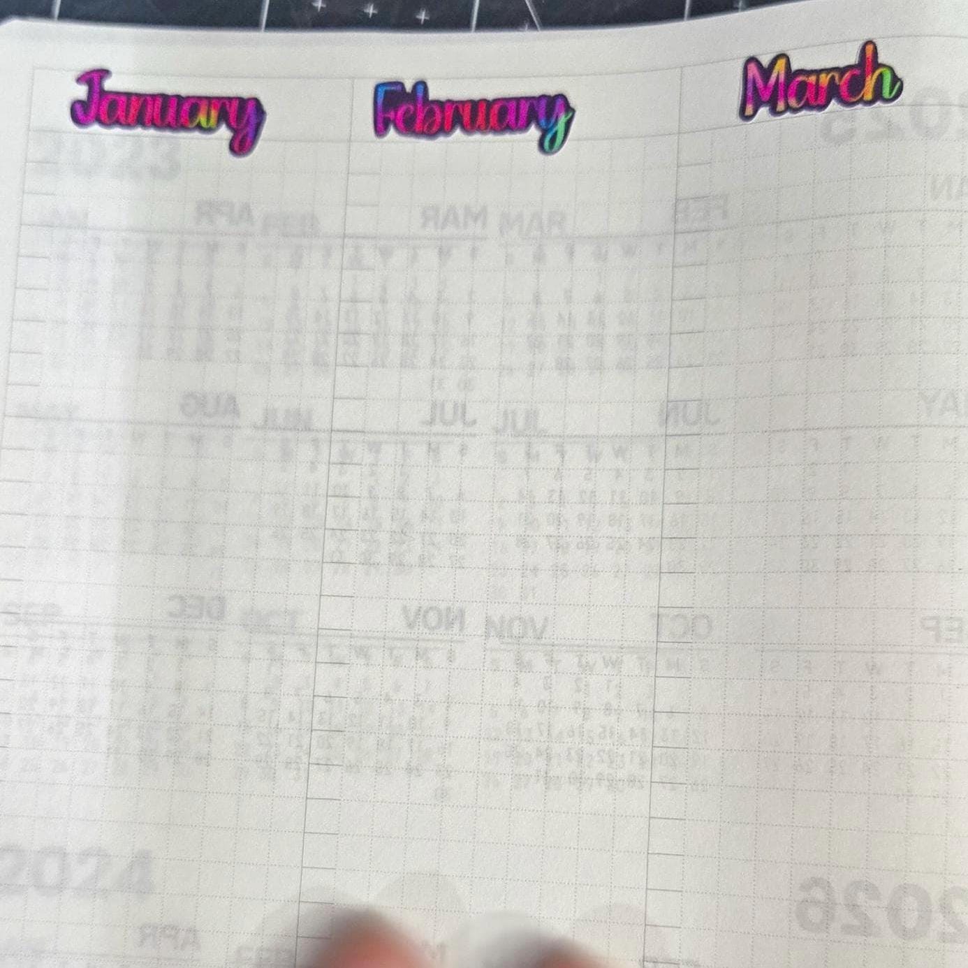 Month Of the Year Blackout Rainbow Bujo Journal Planner deco Sticker Sheet