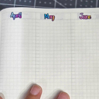 Month Of the Year Blackout Rainbow Bujo Journal Planner deco Sticker Sheet