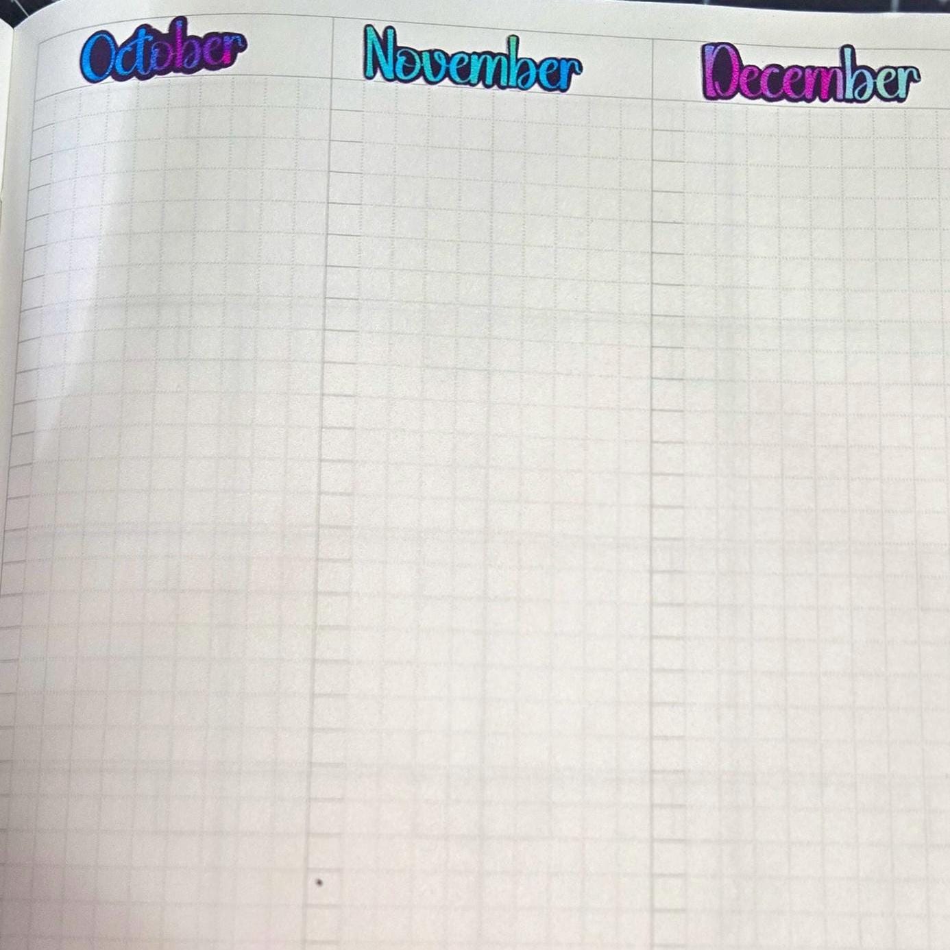 Month Of the Year Blackout Rainbow Bujo Journal Planner deco Sticker Sheet