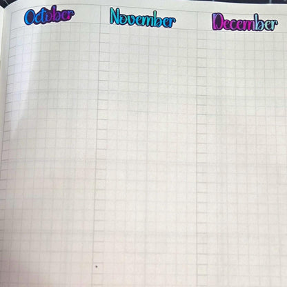 Month Of the Year Blackout Rainbow Bujo Journal Planner deco Sticker Sheet