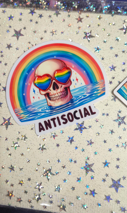 Anti-Social Skeleton Glossy Die Cut Bujo Journal Planner Sticker