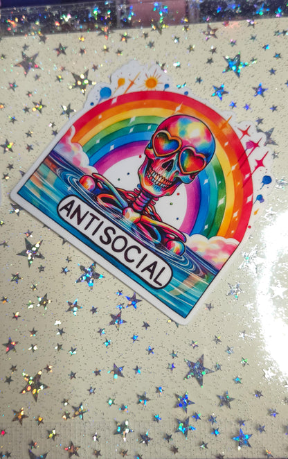 Anti-Social Skeleton Glossy Die Cut Bujo Journal Planner Sticker