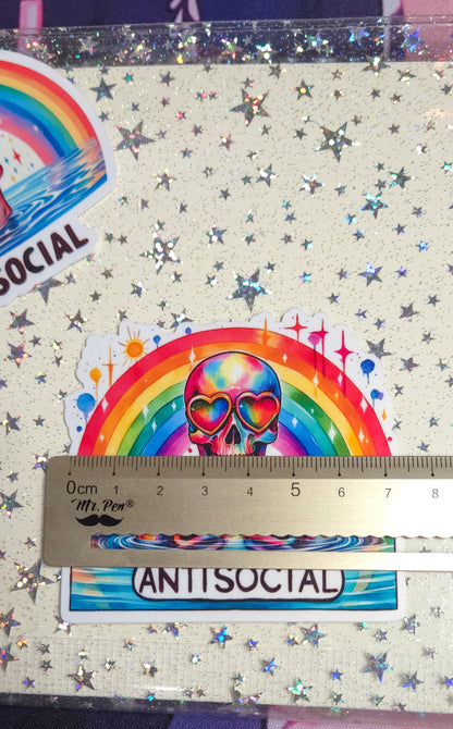 Anti-Social Skeleton Glossy Die Cut Bujo Journal Planner Sticker